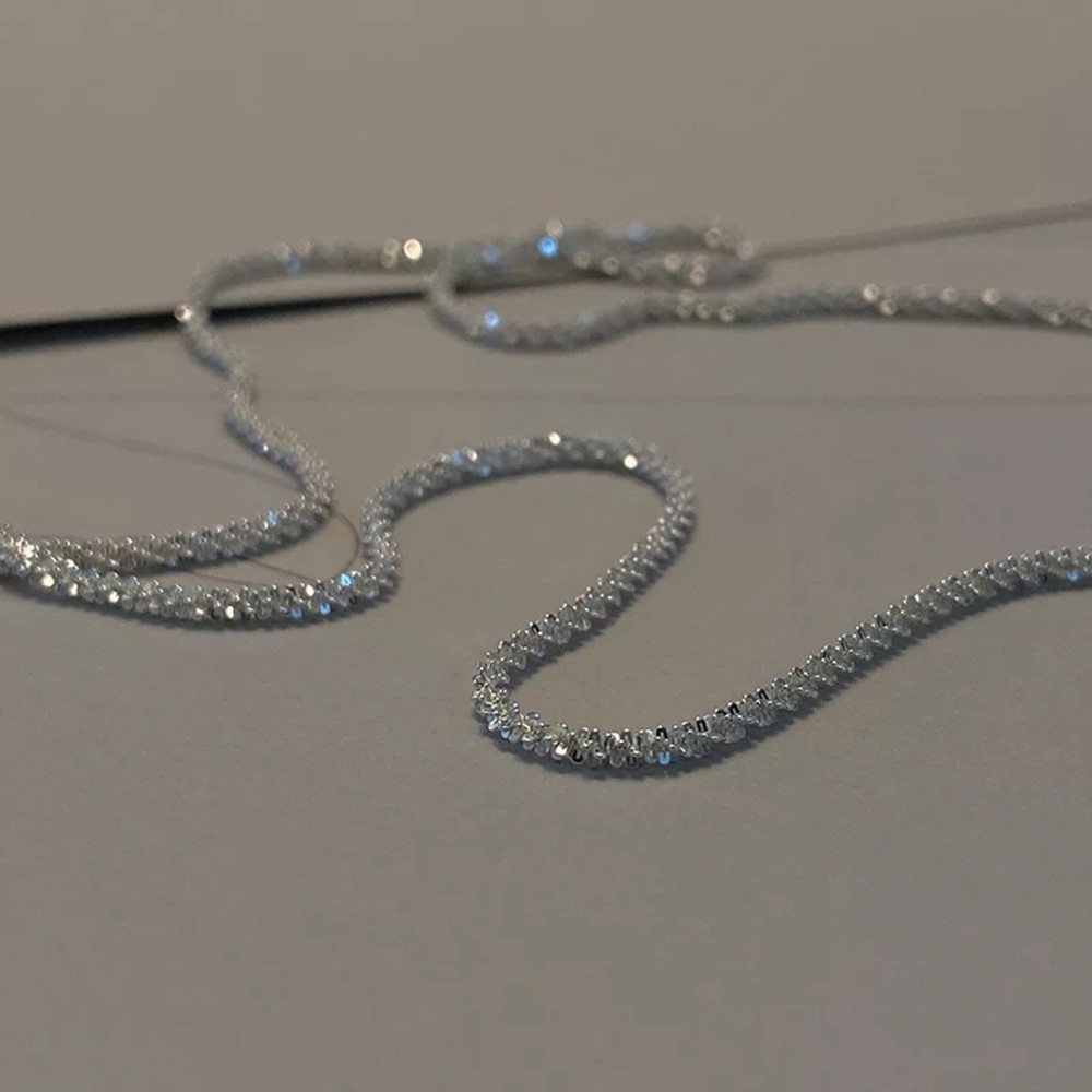 New Anthropologie Silver Sparkling Clavicle Chain Choker Necklace